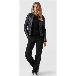 Saint + Sofia Black Apartment Organic Cotton Straight Leg Trousers Pants Size 6